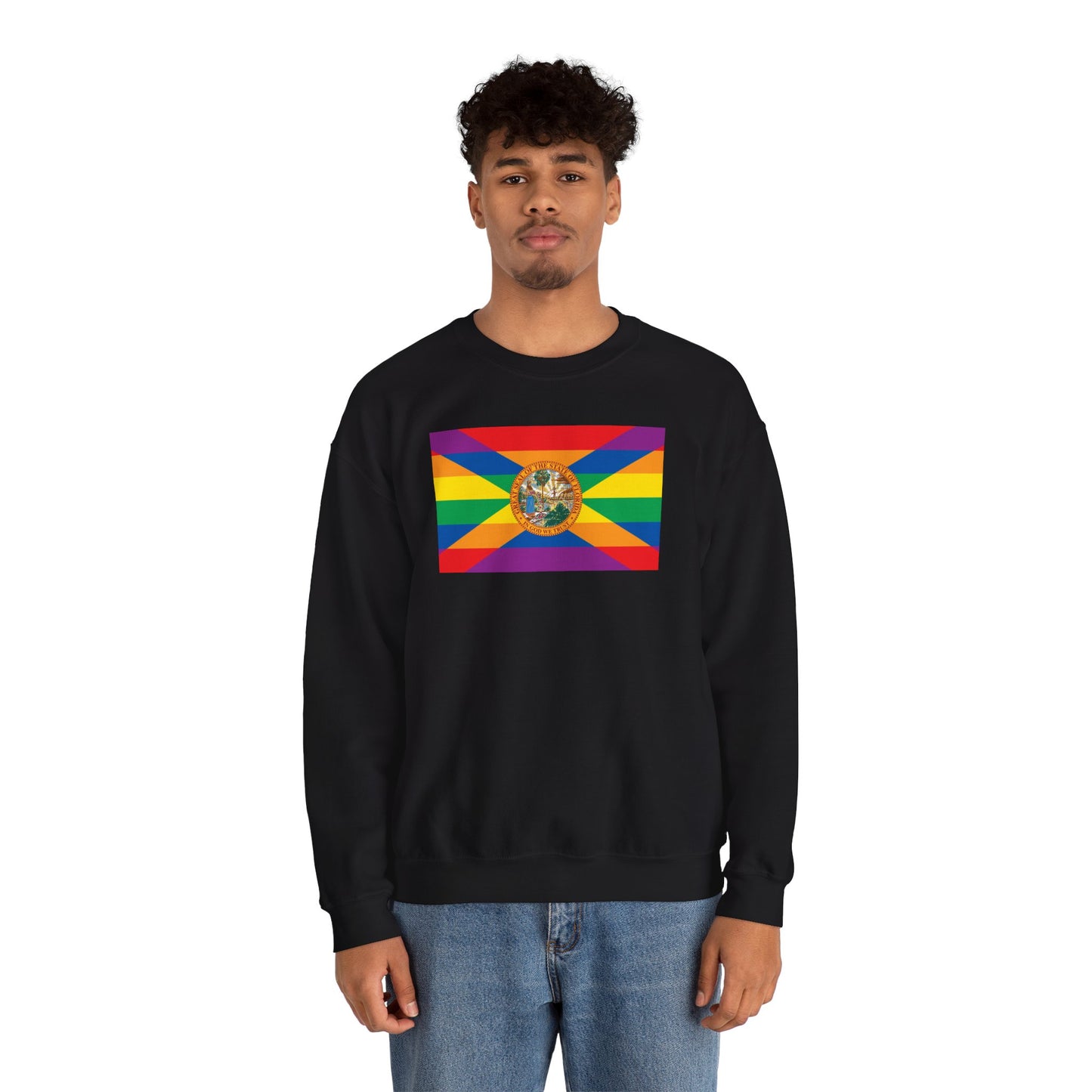Florida Rainbow Pride Flag Unisex Crewneck Sweatshirt—White, Black or Light Pink