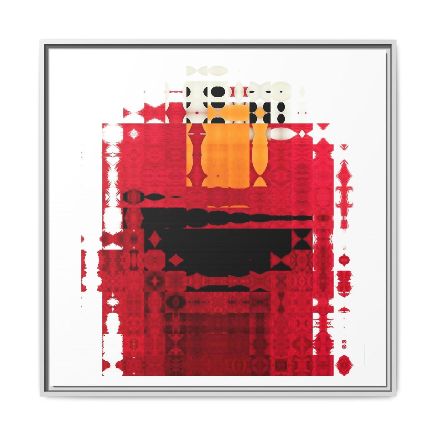 Iconic Fuzzy Red Cutie Monster from the Street Abstract Portrait Collage Art — Matte Canvas, Framed (Multi-color options)