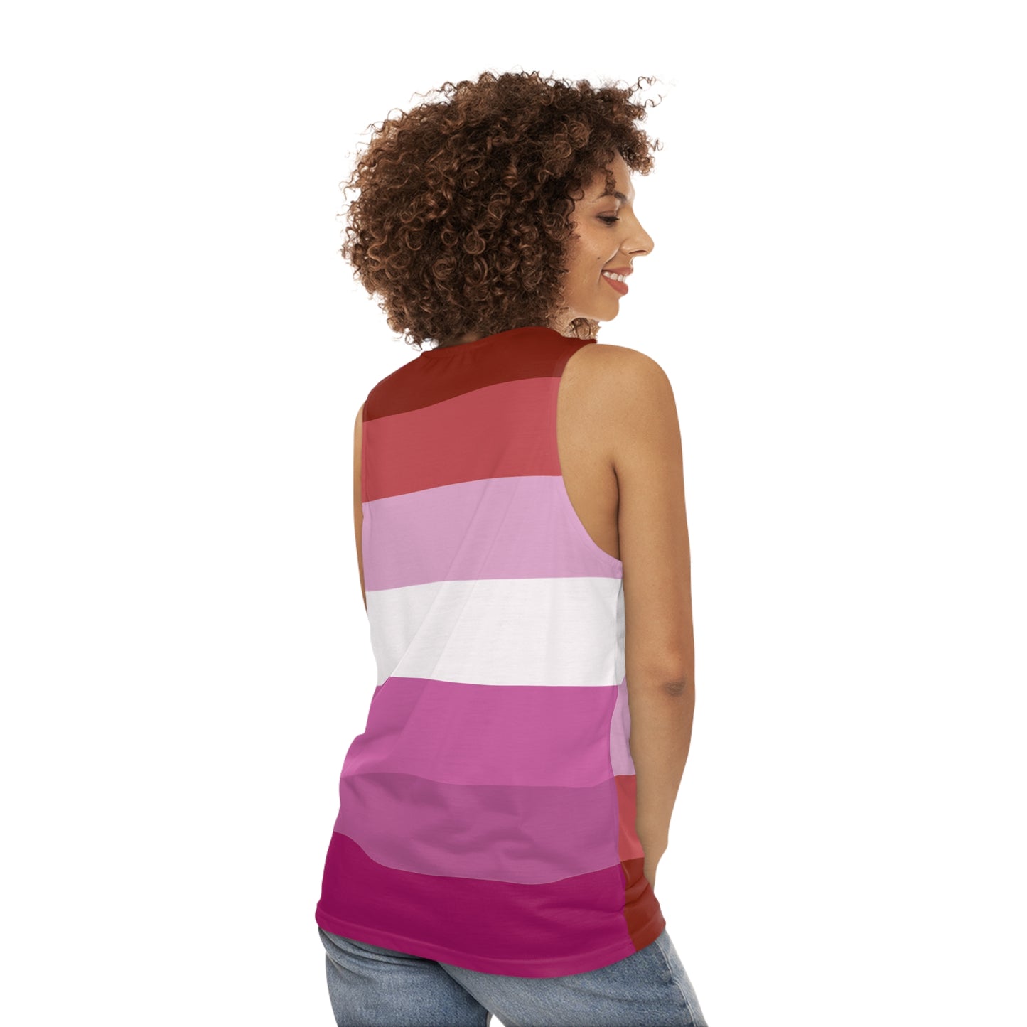 Lipstick Lesbian Pride Tank Top - stripes and lips deco