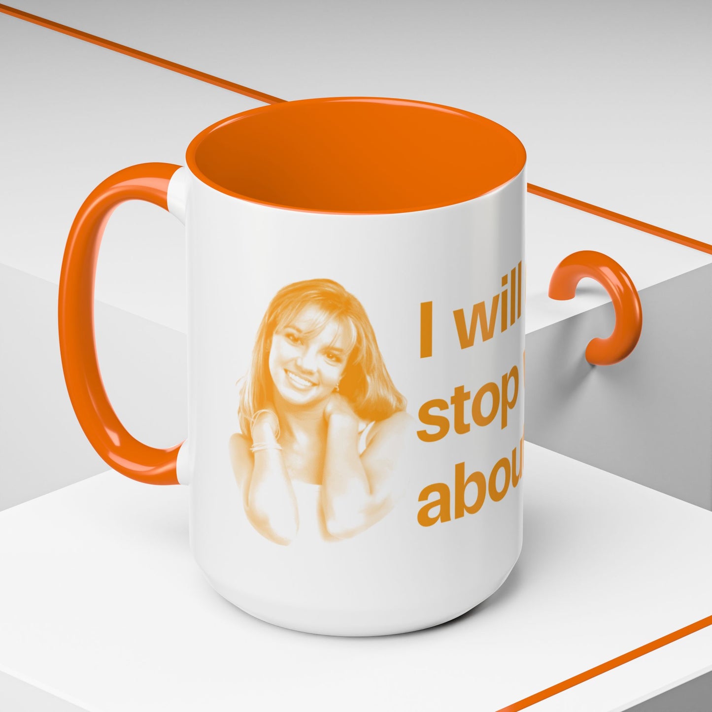 I will never stop worrying about Britney, Britney Spears, White with Orange Accent Coffee Mug (11, 15oz)