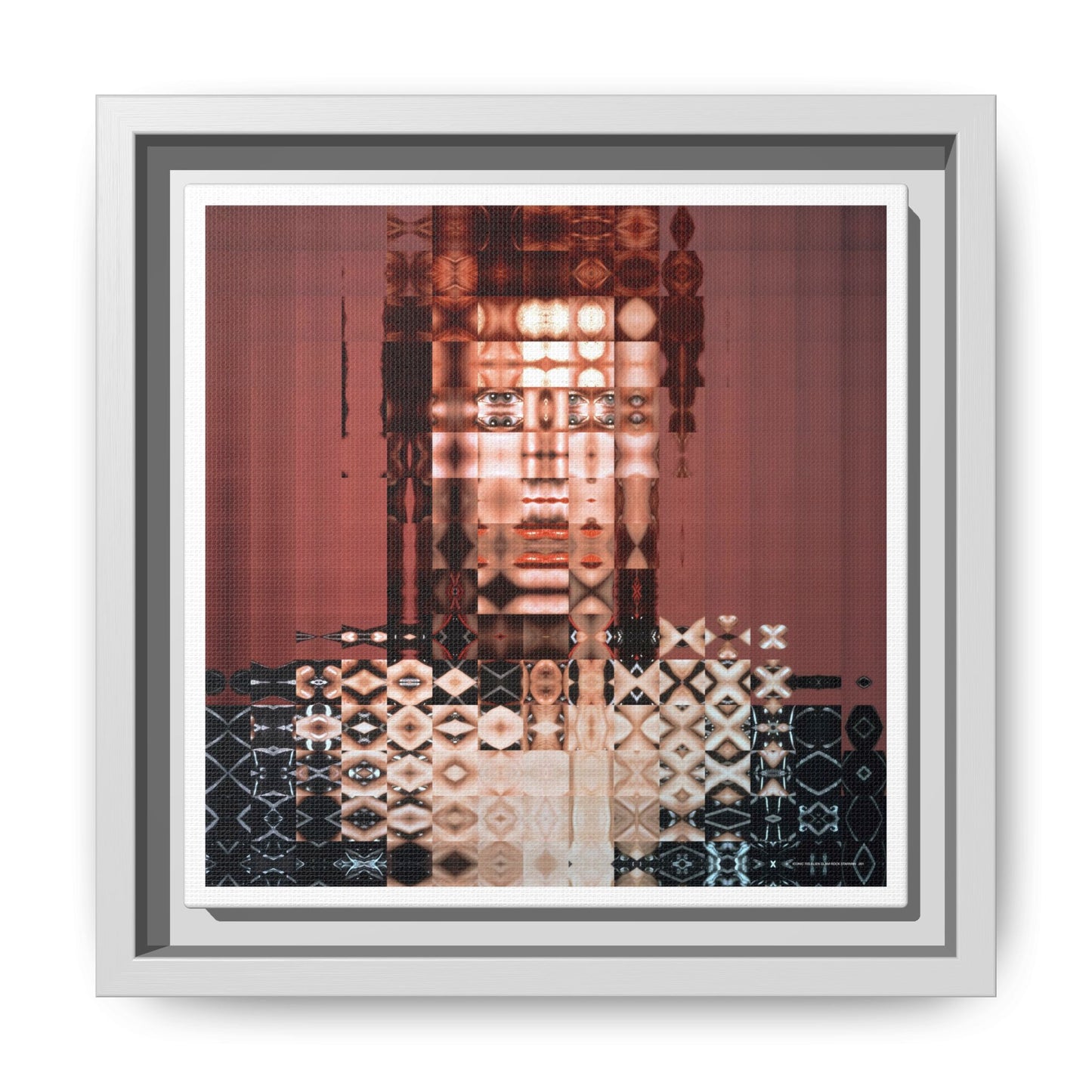 Iconic 70s Alien Glam Rock Starman Abstract Portrait Collage Art — Matte Canvas, Framed (Multi-color options)