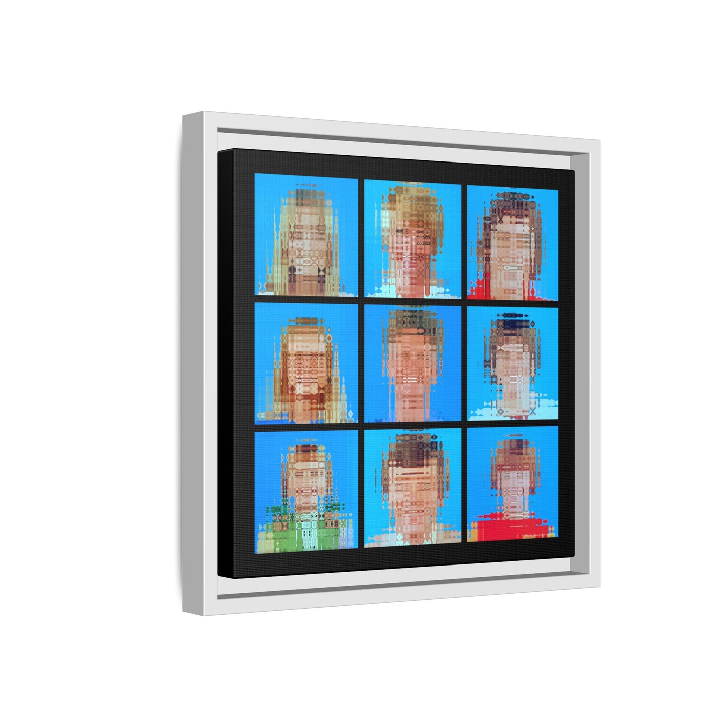America's Iconic Mid-Century TV Family, Abstract Portrait Collage Art — Matte Canvas, Framed (Multi-color options)