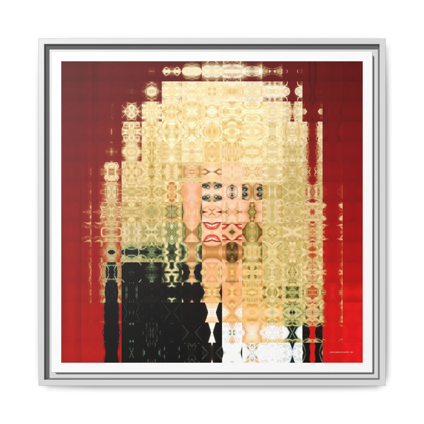 Iconic Queen of Country VI, Dolly Abstract Portrait Collage Art — Matte Canvas, Framed (Multi-color options)