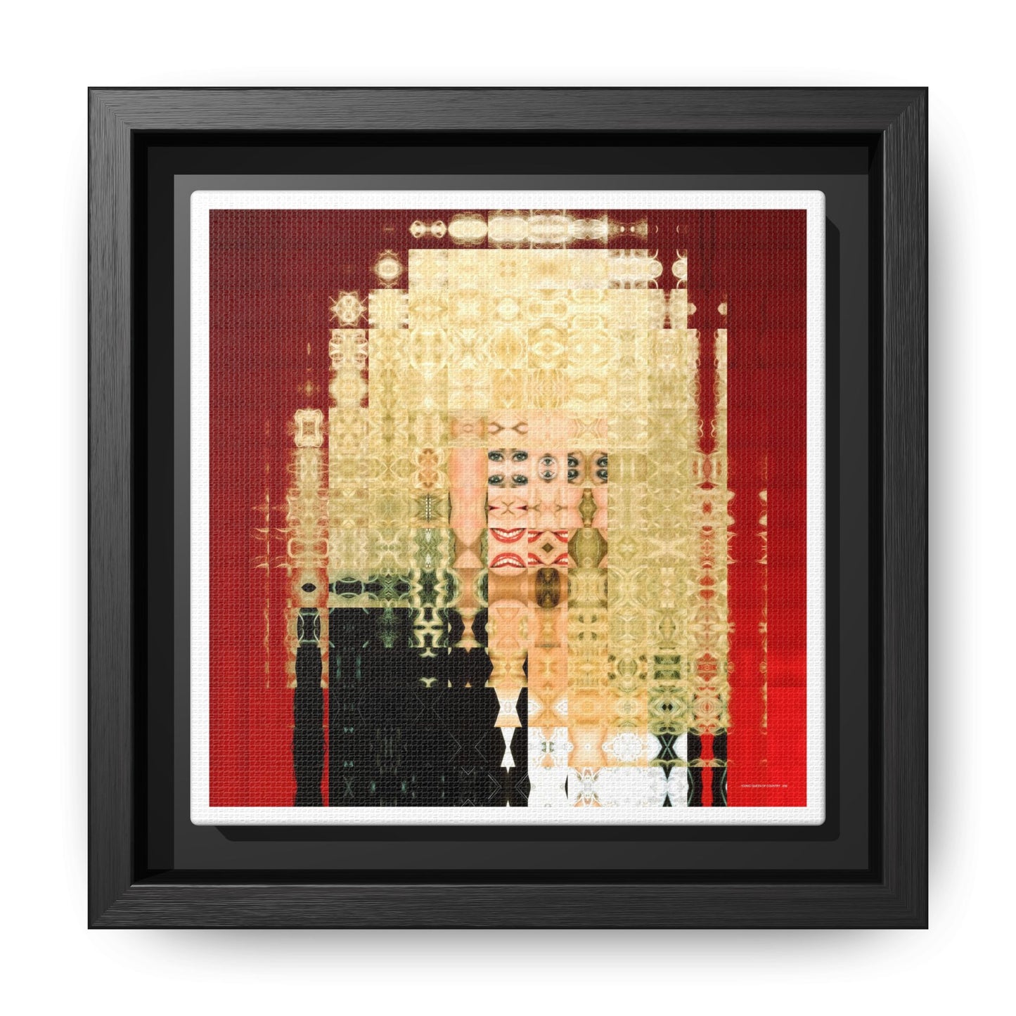 Iconic Queen of Country VI, Dolly Abstract Portrait Collage Art — Matte Canvas, Framed (Multi-color options)