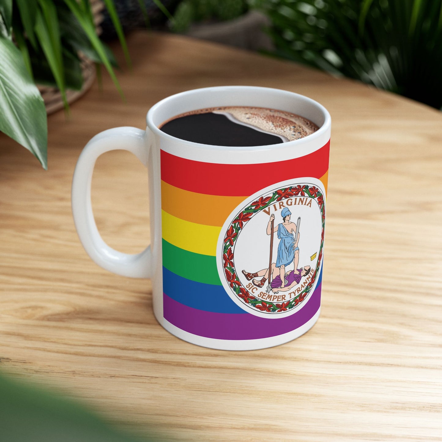 Virginia Rainbow Pride Flag "UNITED" Ceramic Mug