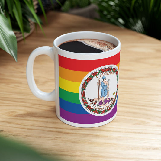 Virginia Rainbow Pride Flag "UNITED" Ceramic Mug