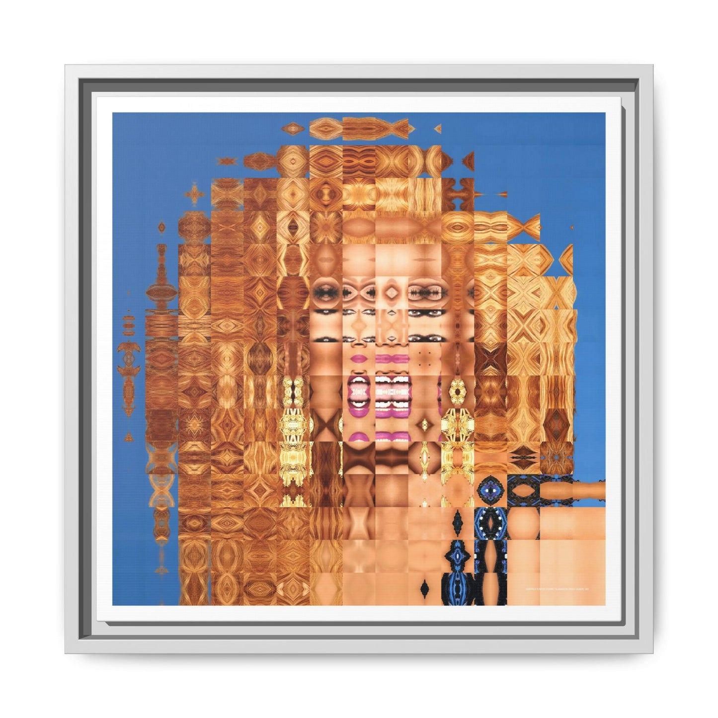 America's Most Iconic Glamazon Drag Queen Abstract Portrait Collage Art — Matte Canvas, Framed (Multi-color options)