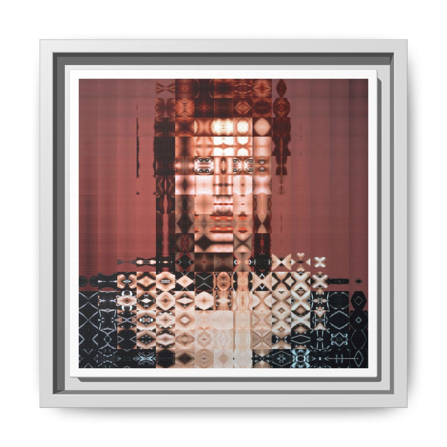 Iconic 70s Alien Glam Rock Starman Abstract Portrait Collage Art — Matte Canvas, Framed (Multi-color options)