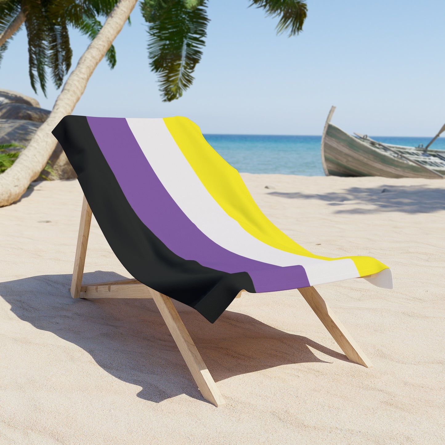 Non-Binary Pride Flag Beach Towel - horizontal stripe deco