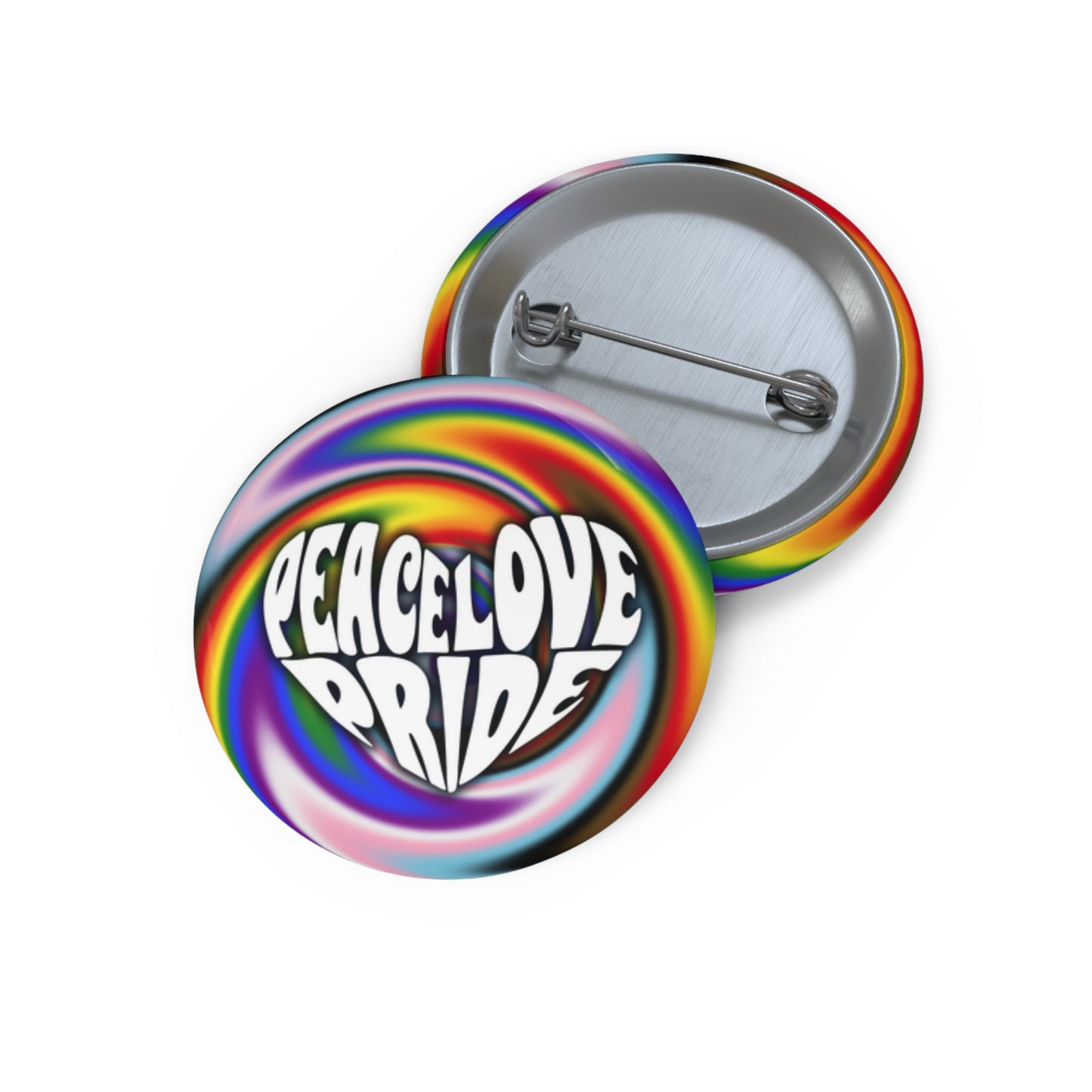 PEACE LOVE PRIDE Progress Rainbow Warp Pin Button