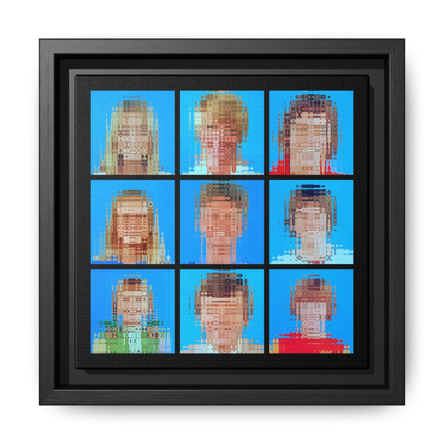 America’s Iconic Mid-Century TV Family Abstract Portrait Collage Art — Matte Canvas, Framed (Multi-color options)