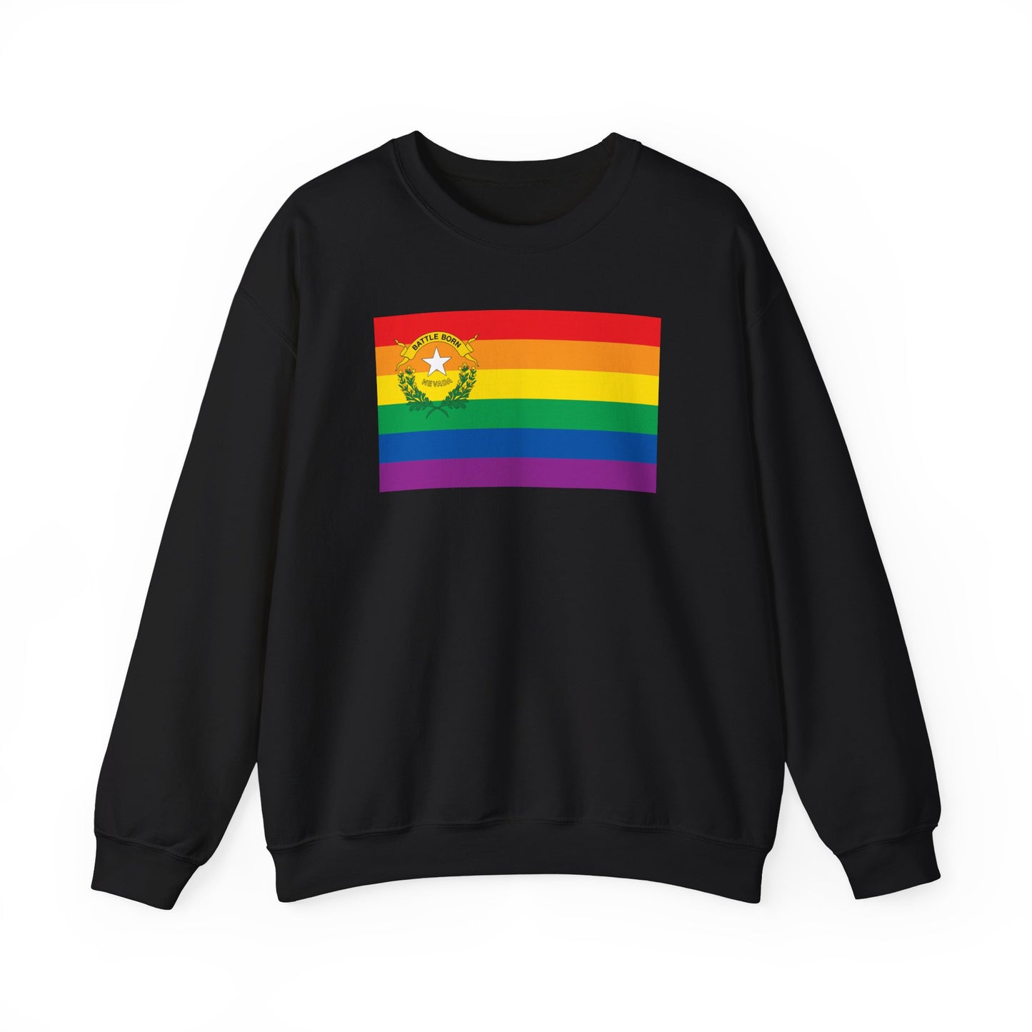 Nevada Rainbow Pride Flag Unisex Crewneck Sweatshirt—White, Black or Light Pink