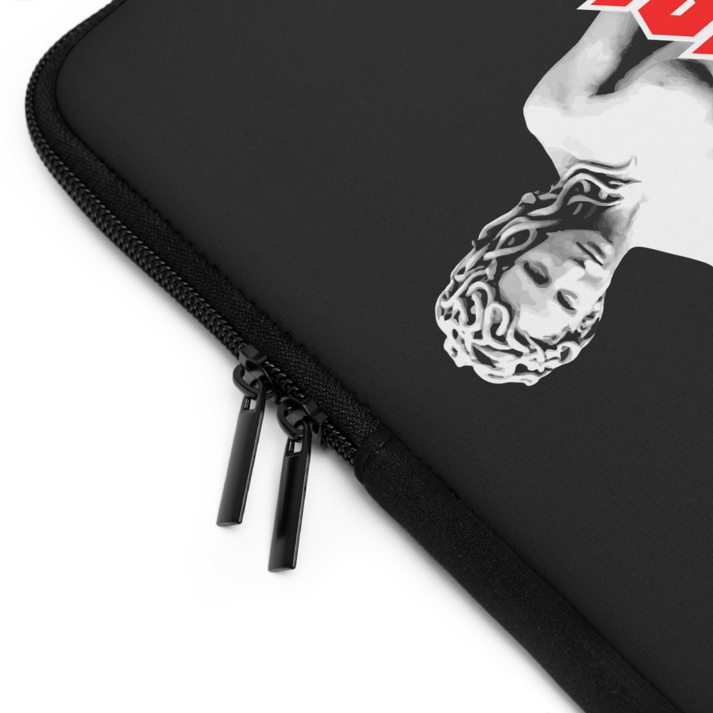 FEMINISTA Medusa Laptop Sleeve - Bold Black, White and Red Deco on Black