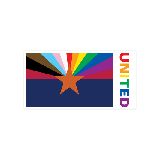 Arizona Rainbow Pride Flag "UNITED" Bumper Sticker