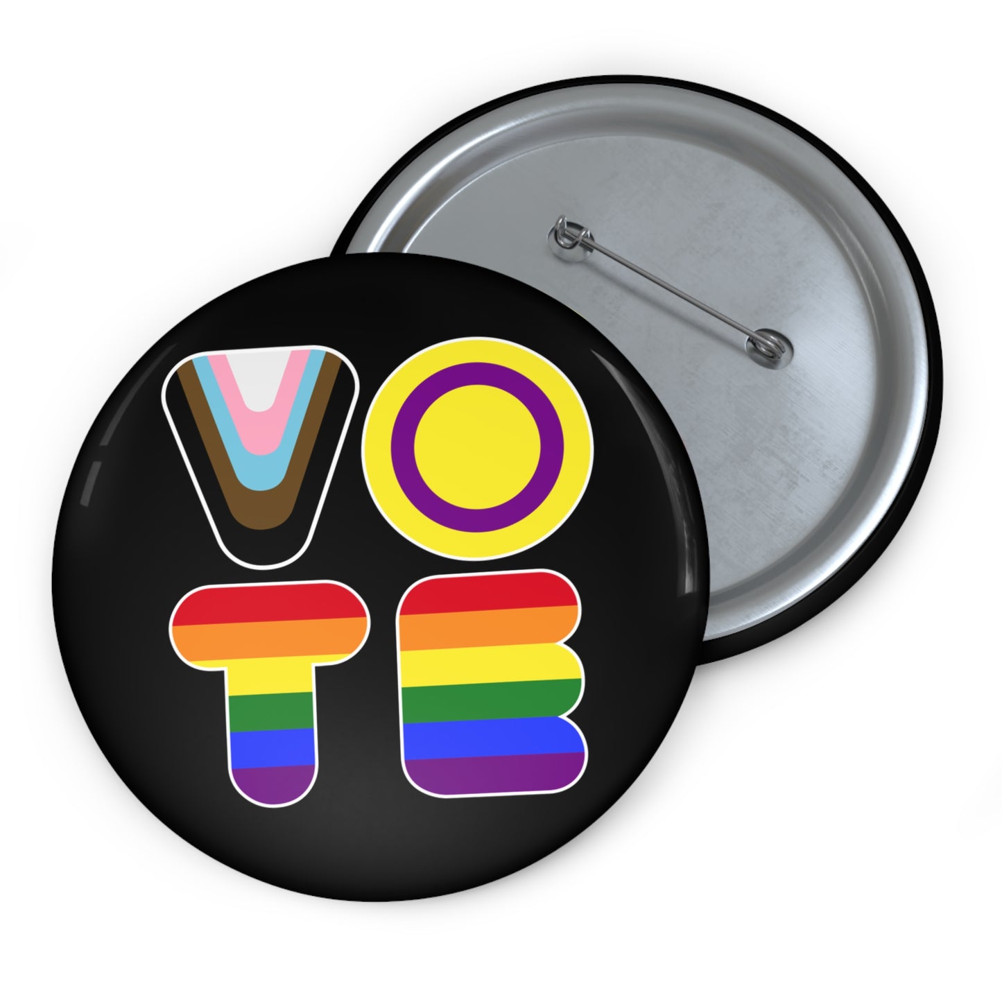 VOTE Progress Pride Colors, LGBTQIA+ Activism Pin Button