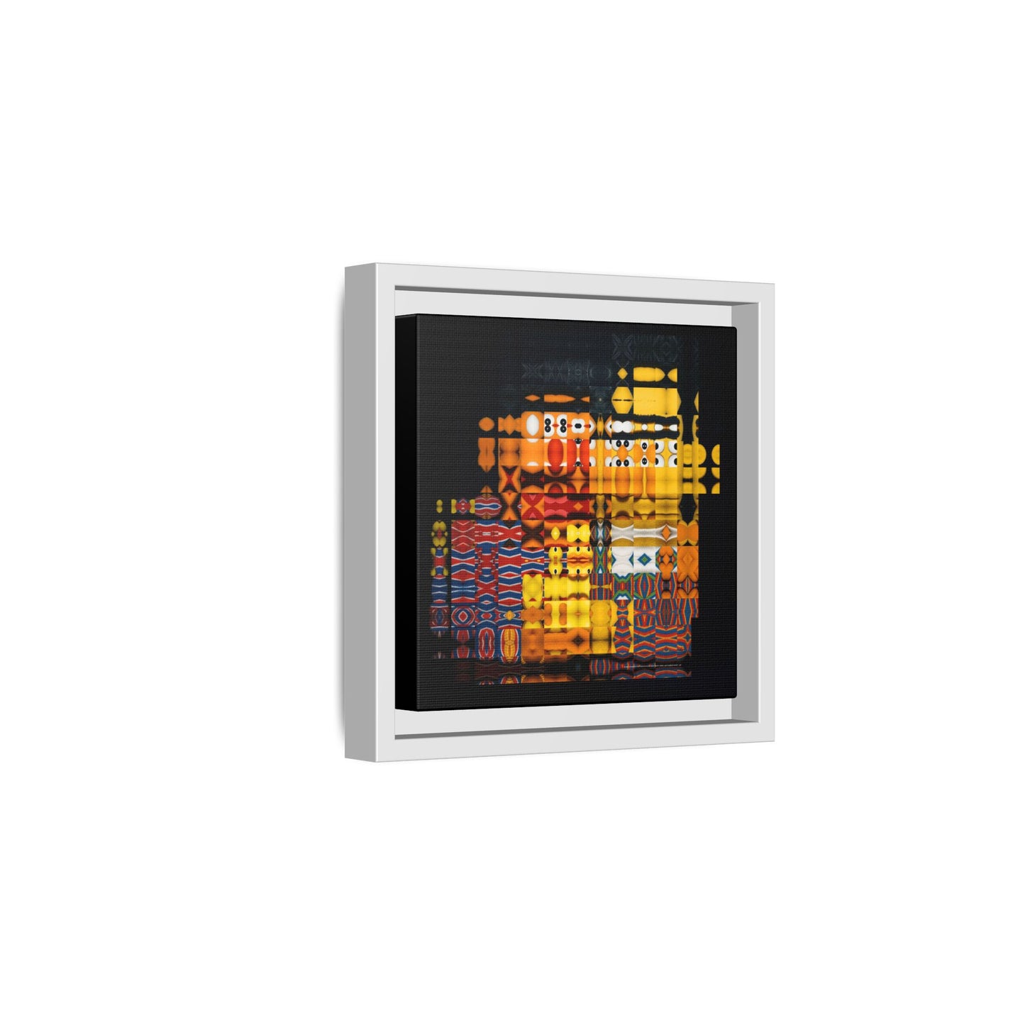 Iconic Domestic Partners in Plain Sight: Bert, Ernie, and Rubber Ducky Abstract Portrait Collage Art — Matte Canvas, Framed (Multi-color options)
