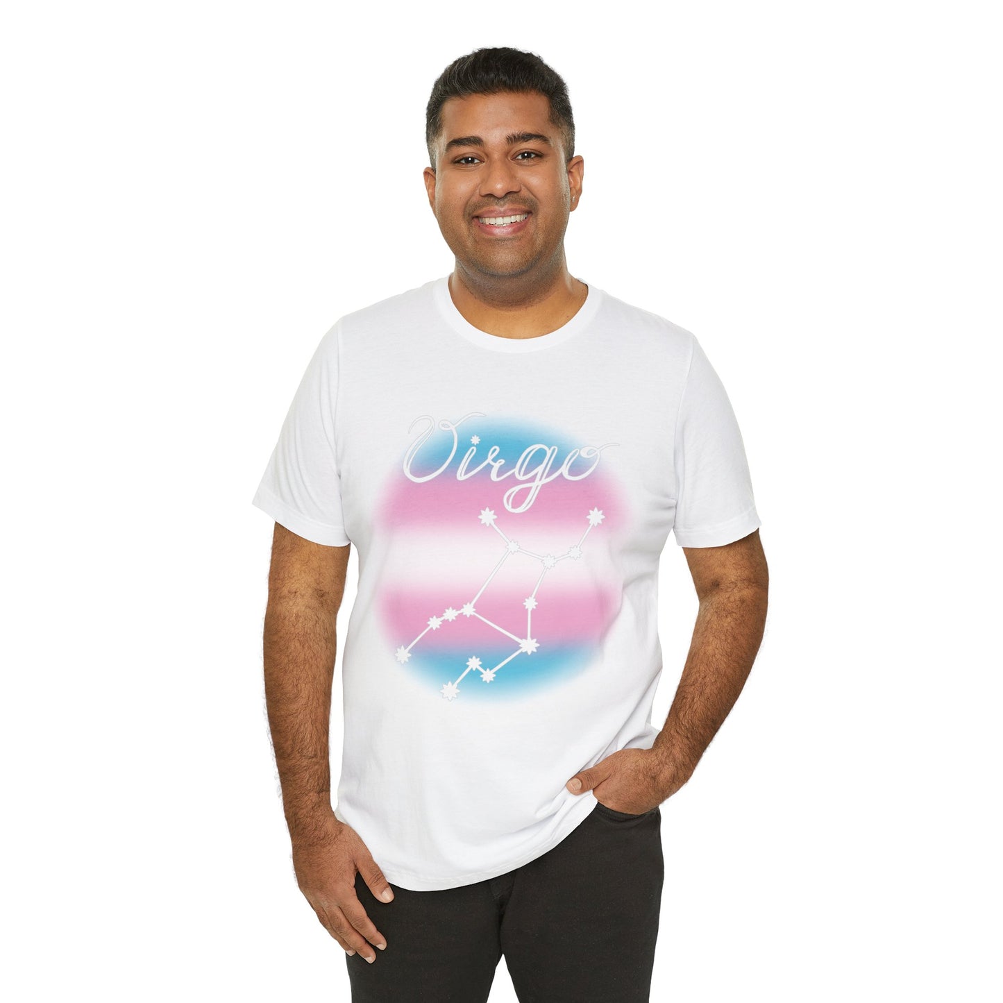 Virgo Constellation T-shirt, Astrology, Transgender Pride Flag