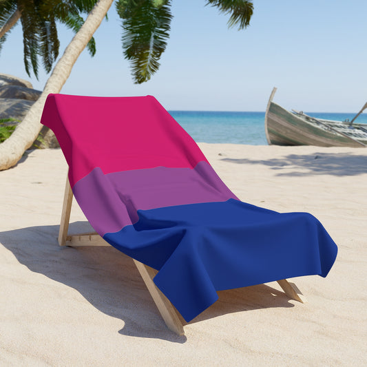 Bisexual Pride Flag Beach Towel - vertical stripe deco