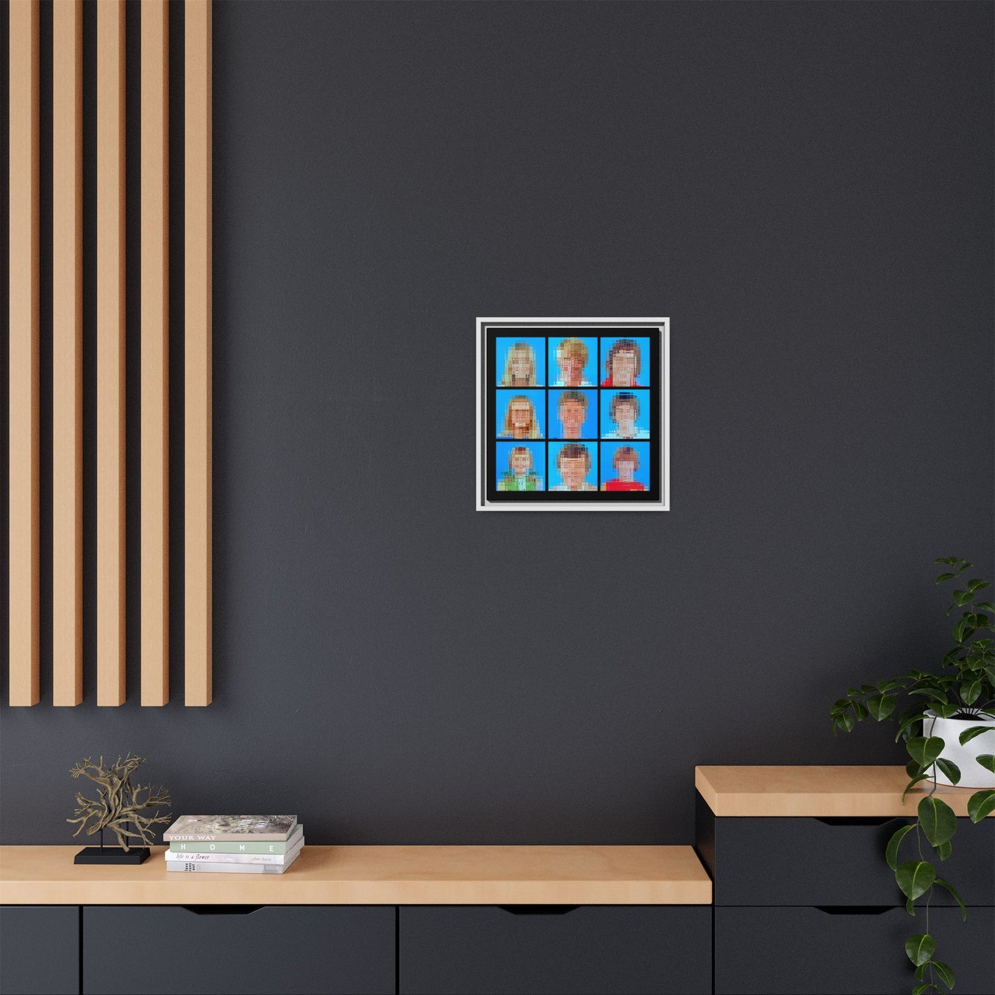 America's Iconic Mid-Century TV Family, Abstract Portrait Collage Art — Matte Canvas, Framed (Multi-color options)