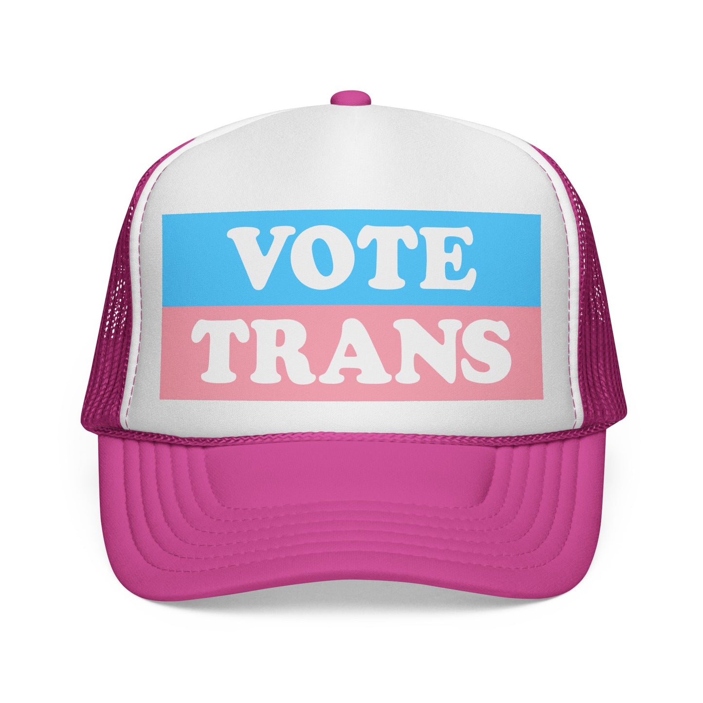 VOTE TRANS Stripes Trucker Cap — Pro-Trans Rights Statement Hat