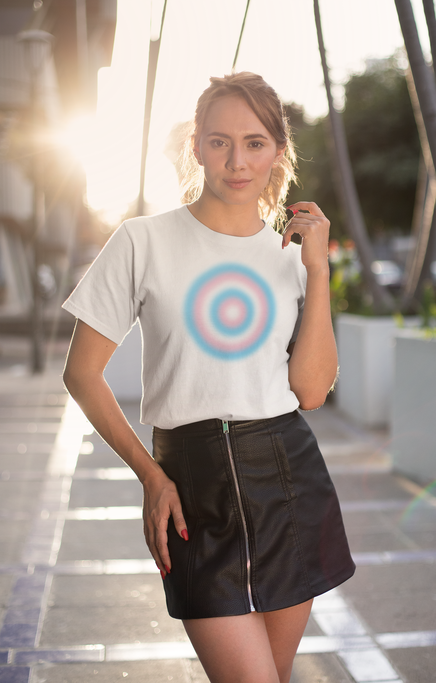 Transgender Pride Gradient Orb T-Shirt — Trans Flag Circle Tee
