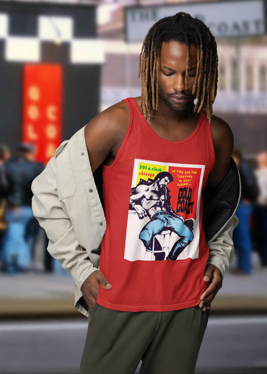 GOLD COAST Leather Levi Tank Top — Chicago Leather Bar Poster Tribute