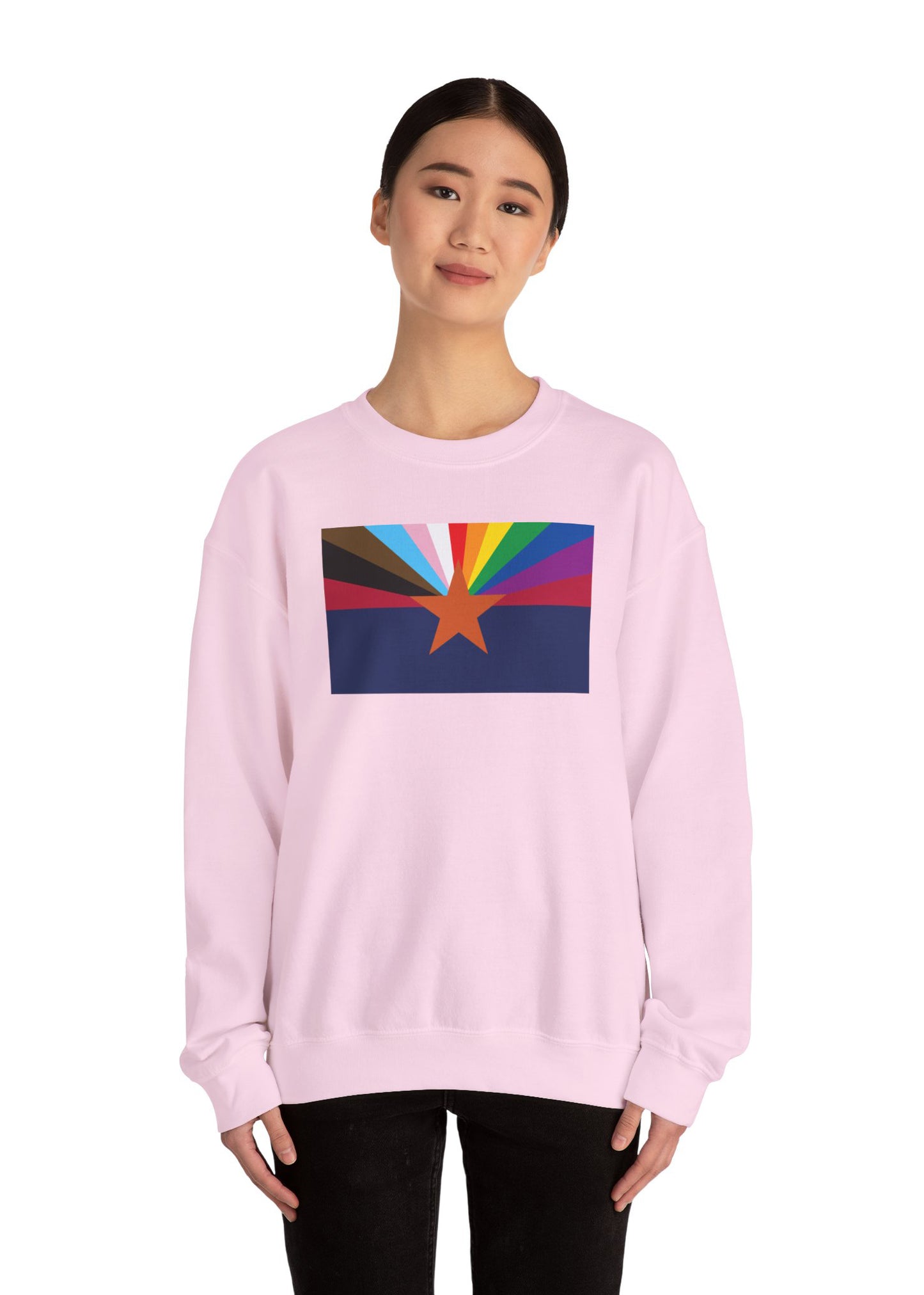 Arizona Rainbow Pride Flag Unisex Crewneck Sweatshirt—White, Black or Light Pink