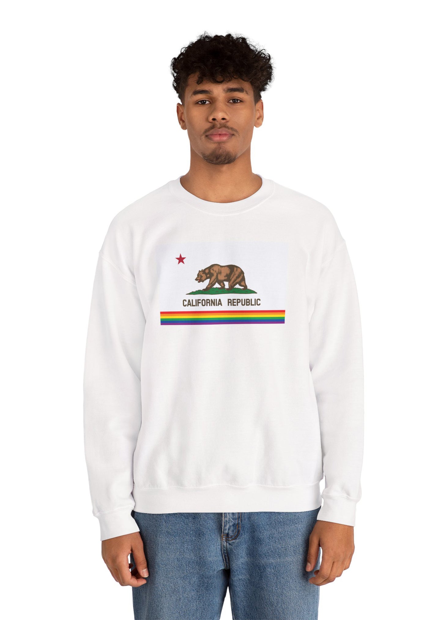 California Rainbow Pride Flag Unisex Crewneck Sweatshirt—White, Black or Light Pink
