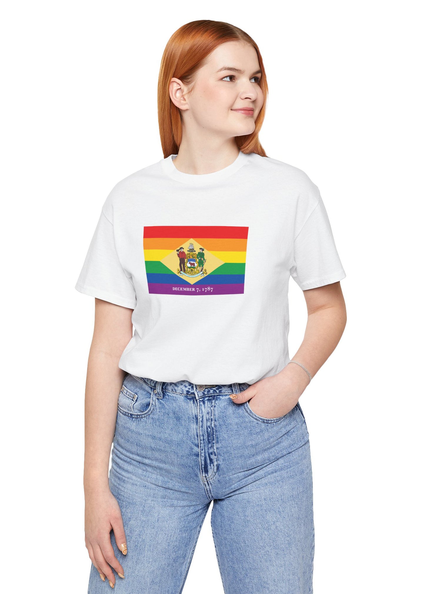 Delaware Rainbow Pride Flag T-shirt, Several Color Options