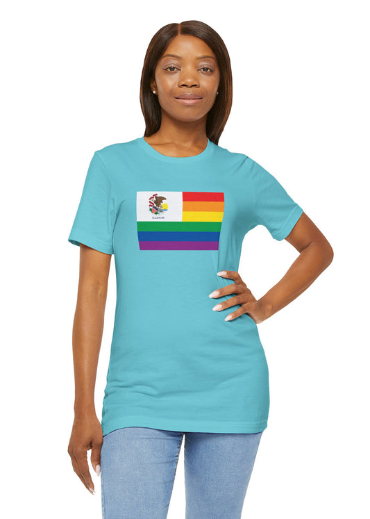Illinois Rainbow Pride Flag T-shirt, Several Color Options