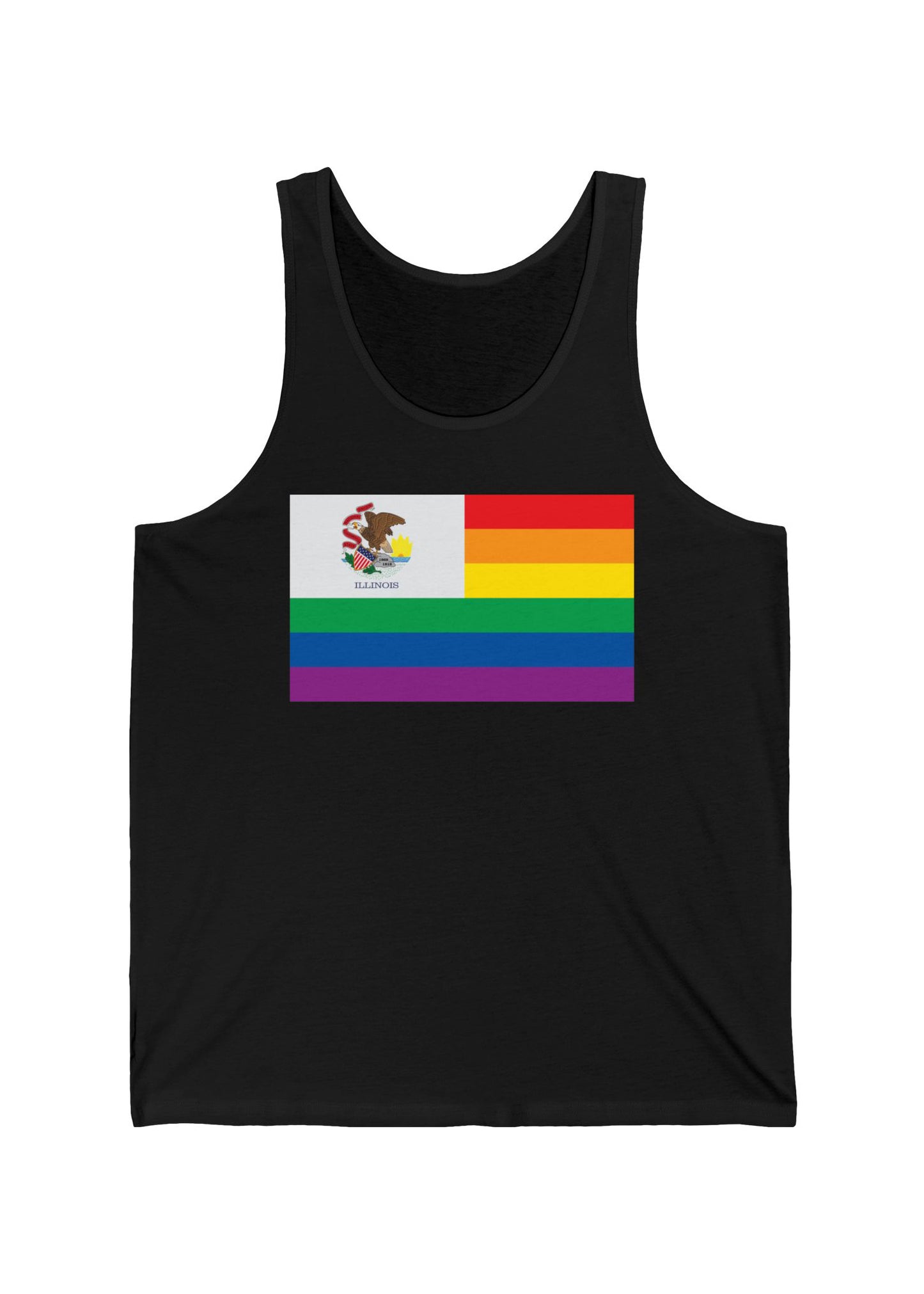 Illinois Rainbow Pride Flag Jersey Tank