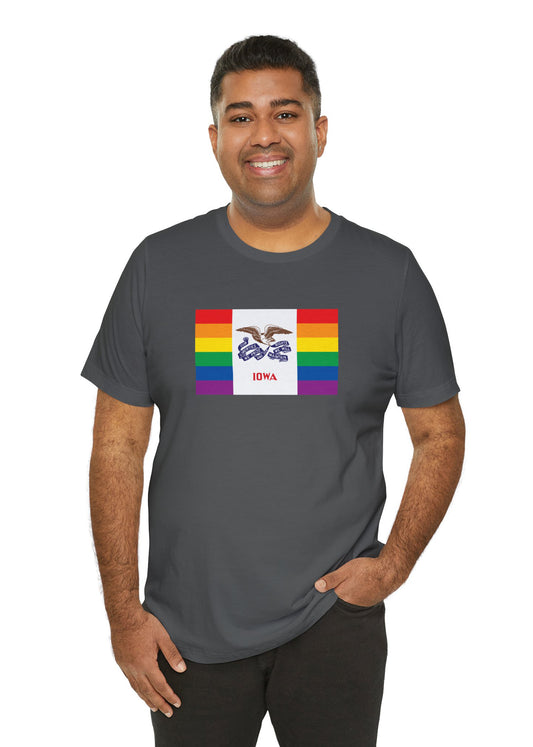 Iowa Rainbow Pride Flag T-shirt, Several Color Options