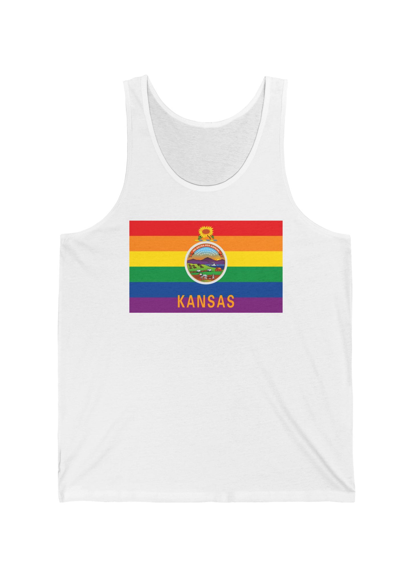 Kansas Rainbow Pride Flag Jersey Tank