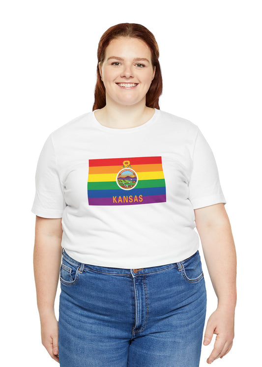 Kansas Rainbow Pride Flag T-shirt, Several Color Options