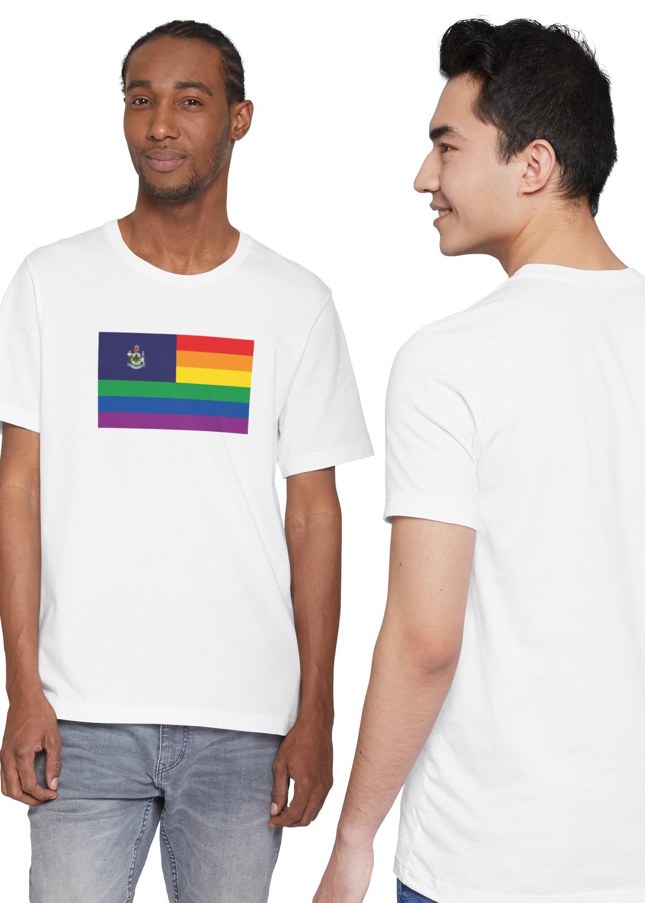 Maine Rainbow Pride Flag T-shirt, Several Color Options