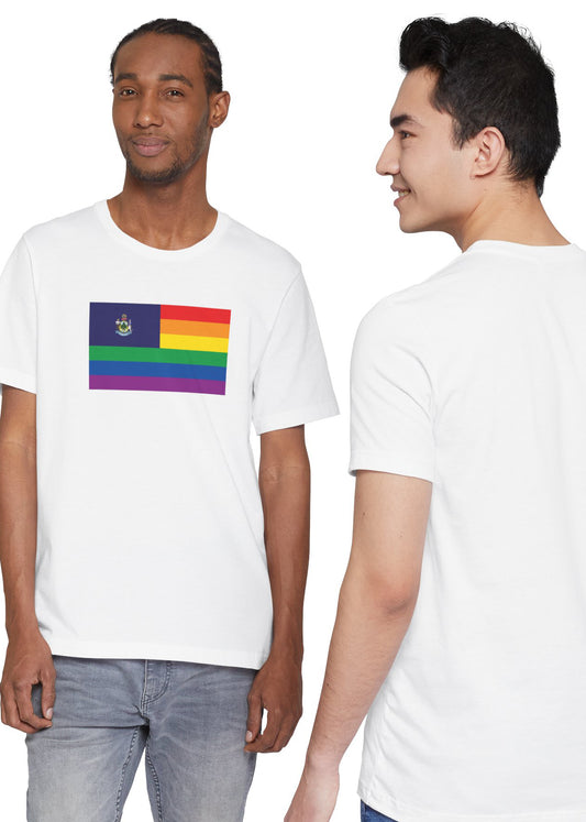 Maine Rainbow Pride Flag T-shirt, Several Color Options