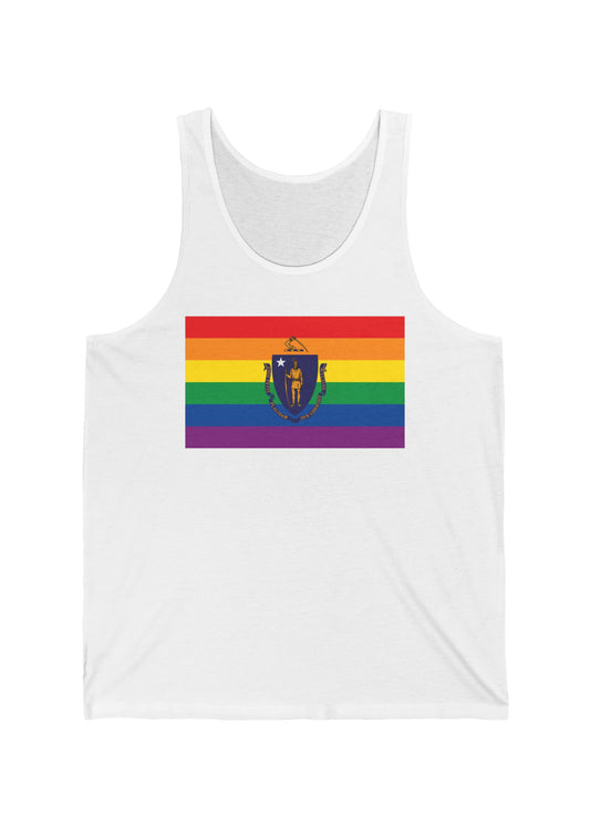 Massachusetts Rainbow Pride Flag Jersey Tank