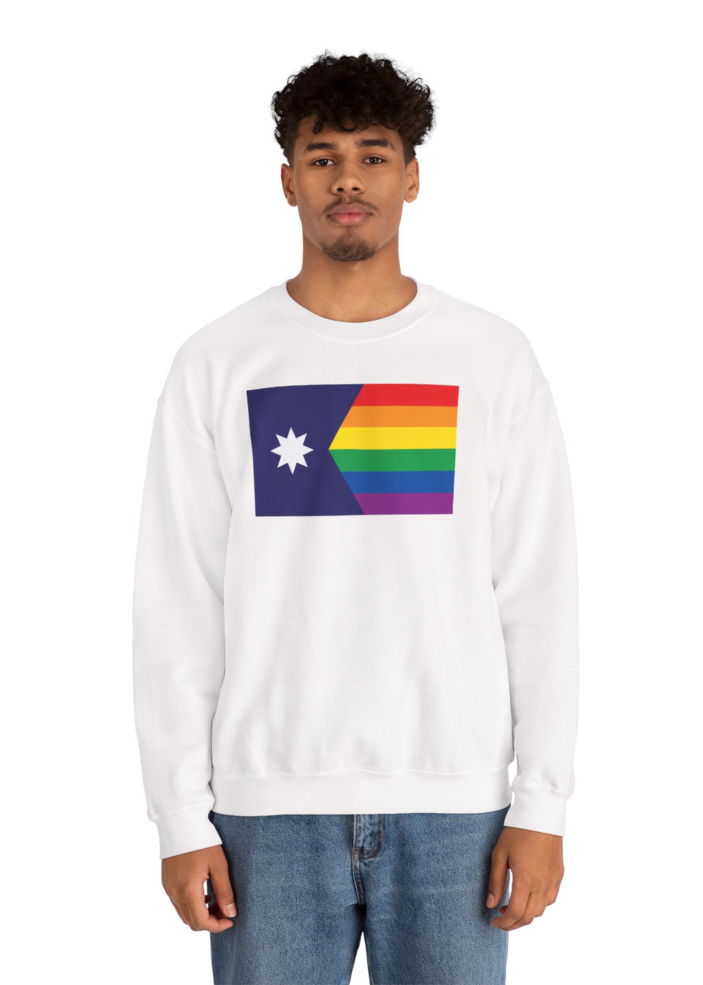 Minnesota Rainbow Pride Flag Unisex Crewneck Sweatshirt—White, Black or Light Pink