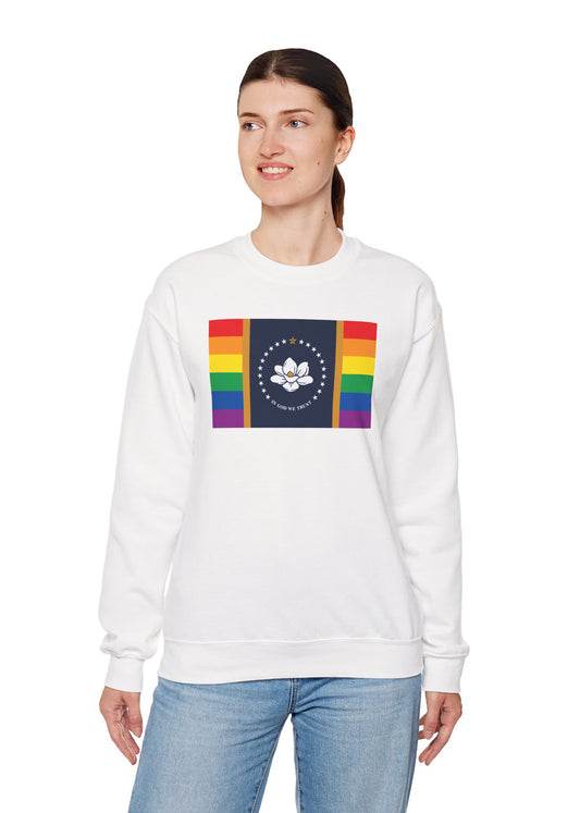 Mississippi Rainbow Pride Flag Unisex Crewneck Sweatshirt—White, Black or Light Pink