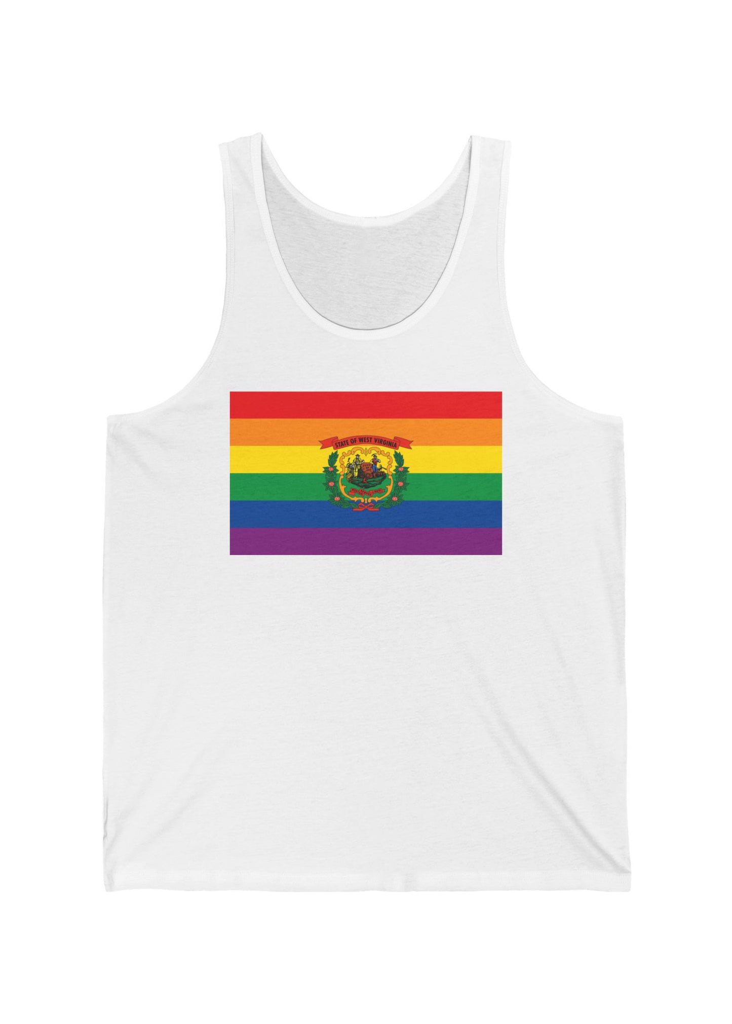 West Virginia Rainbow Pride Flag Jersey Tank