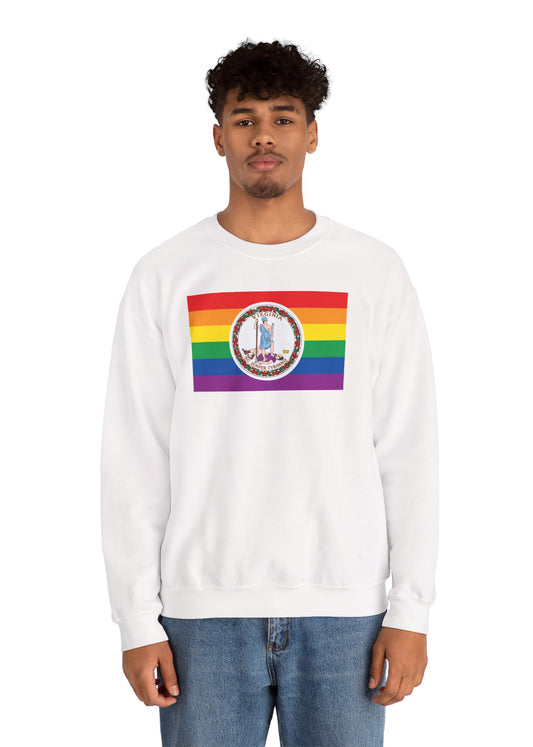 Virginia Rainbow Pride Flag Unisex Crewneck Sweatshirt—White, Black or Light Pink