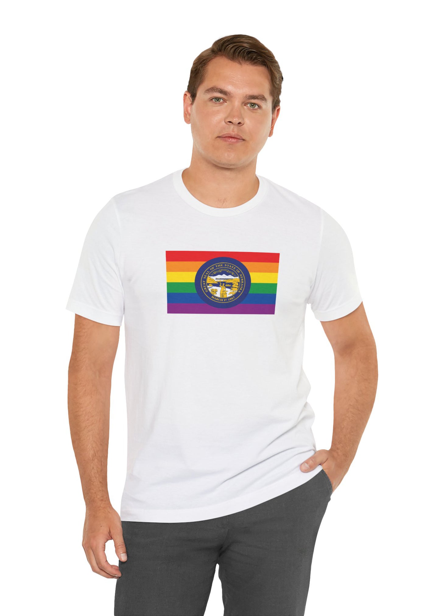 Nebraska Rainbow Pride Flag T-shirt, Several Color Options