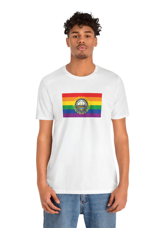 New Hampshire Rainbow Pride Flag T-shirt, Several Color Options