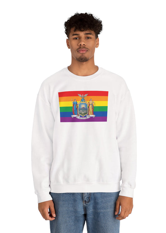 New York Rainbow Pride Flag Unisex Crewneck Sweatshirt—White, Black or Light Pink
