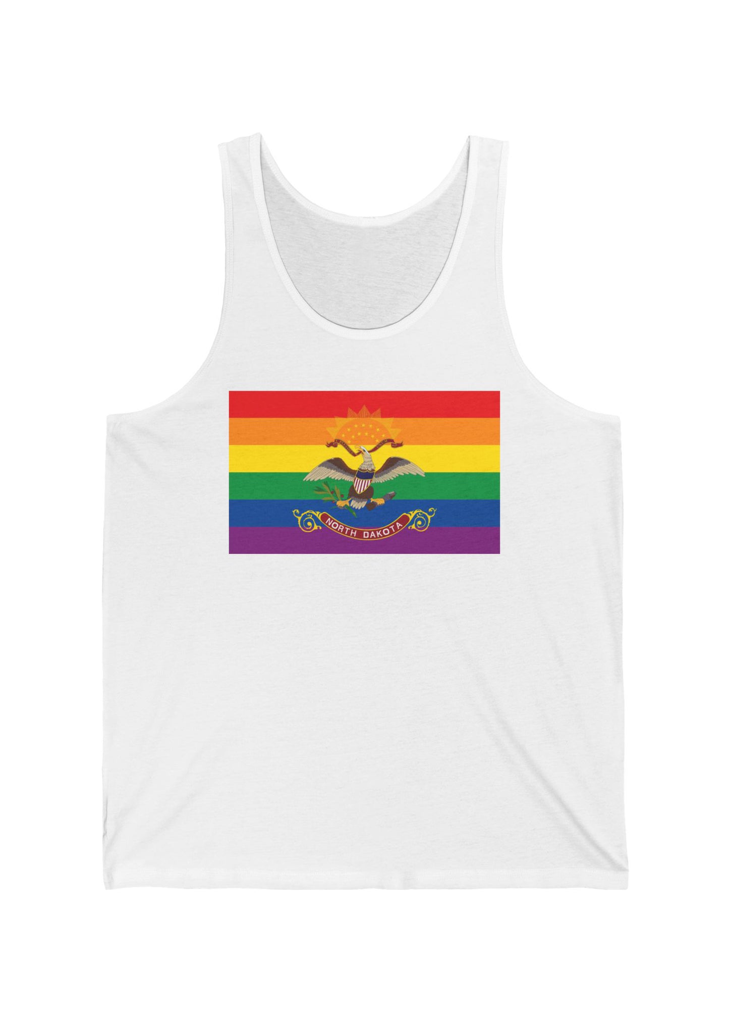 North Dakota Rainbow Pride Flag Jersey Tank