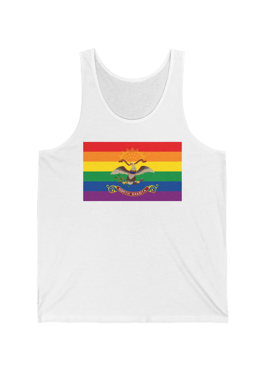 North Dakota Rainbow Pride Flag Jersey Tank