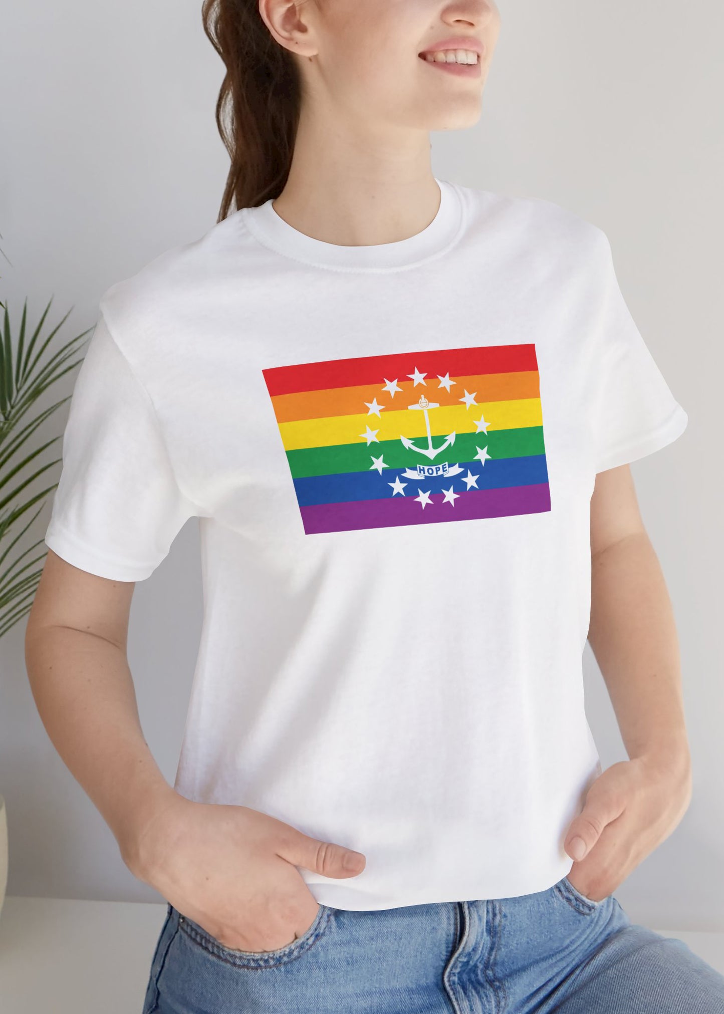 Rhode Island Rainbow Pride Flag T-shirt, Several Color Options