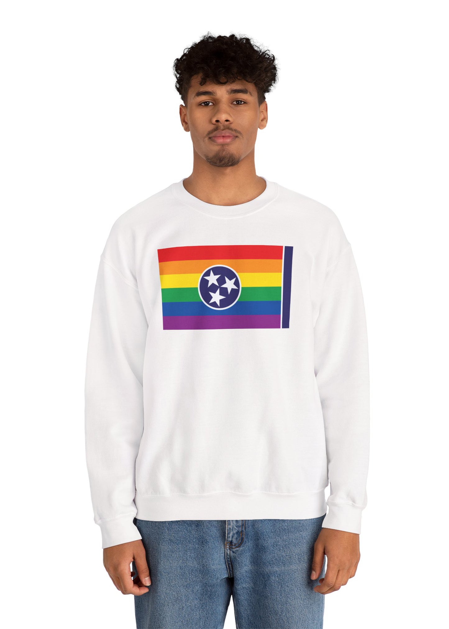 Tennessee Rainbow Pride Flag Unisex Crewneck Sweatshirt—White, Black or Light Pink