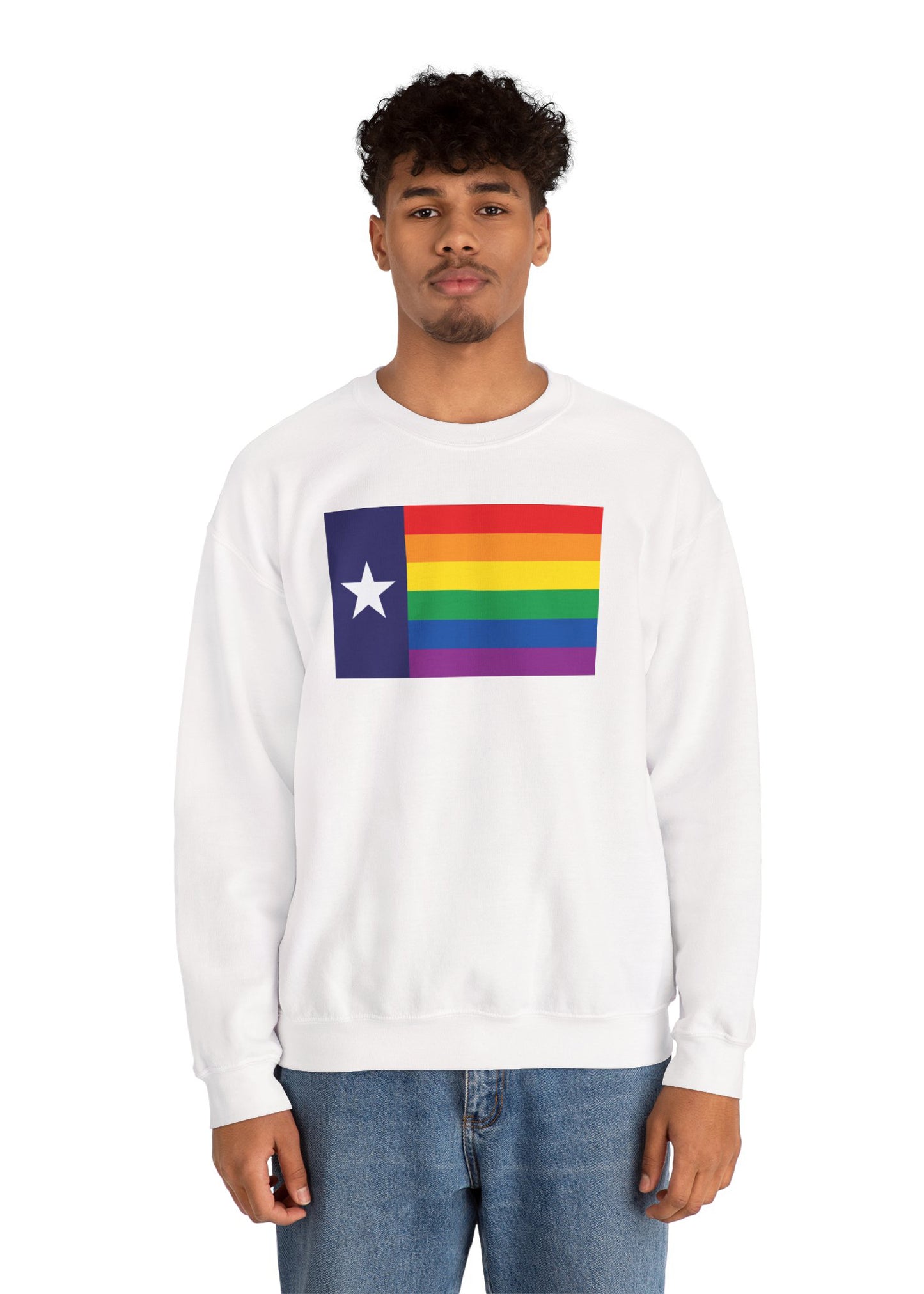 Texas Rainbow Pride Flag Unisex Crewneck Sweatshirt—White, Black or Light Pink