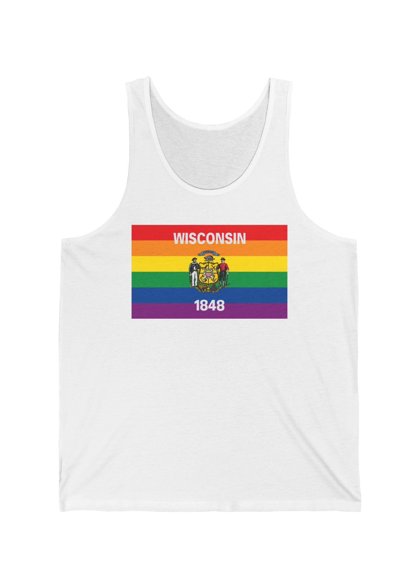 Wisconsin Rainbow Pride Flag Jersey Tank